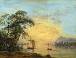 A Welsh Sunset River Landscape, ca. 1775-1800